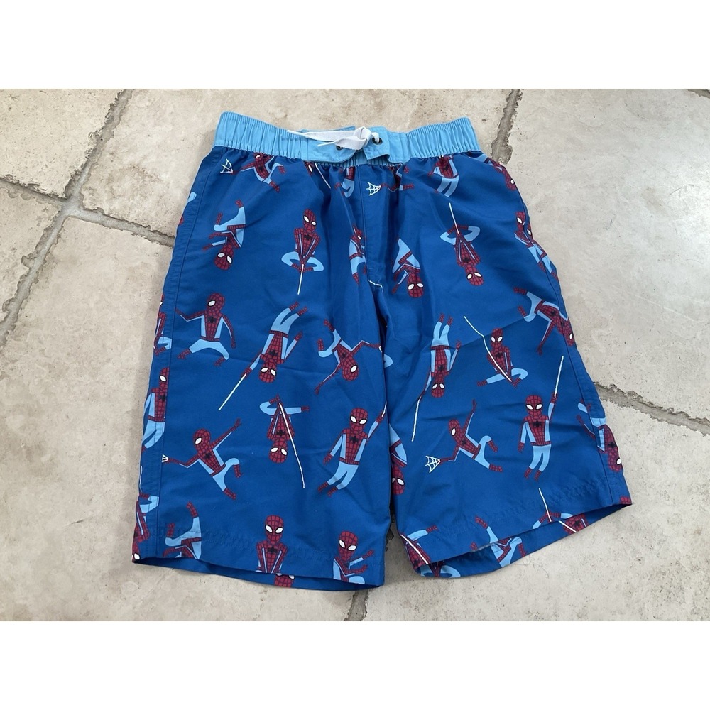 Hanna Andersson Blue Marvel Spider Man‎ Lined Swim/Board Shorts, Size 140 (10)